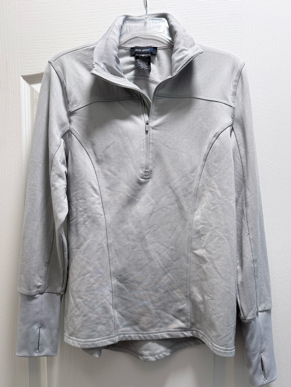 Light Gray Quarter-Zip Athletic Pullover Sweatshirt